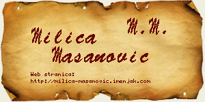 Milica Mašanović vizit kartica